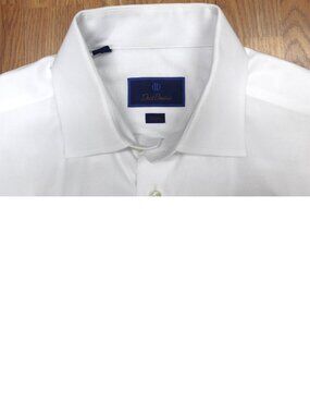 DAVID DONAHUE TRIM FIT 100% COTTON SHIRT WHITE Sz 16 1/2 | LARGE, L